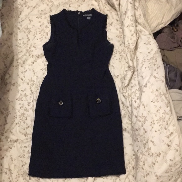 karl lagerfeld blue tweed dress Karl Lagerfeld Paris Women's Tweed Shift Dress
